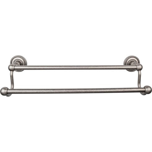 Top Knobs Edwardian Bath Towel Bar Double, Rope Backplate 18" in Antique Pewter