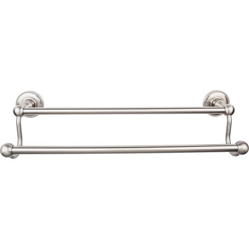 Top Knobs Edwardian Bath Towel Bar Double, Beaded Backplate 18" in Brushed Satin Nickel