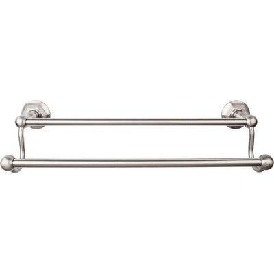 Top Knobs Edwardian Bath Towel Bar Double, Hex Backplate 18" in Brushed Satin Nickel