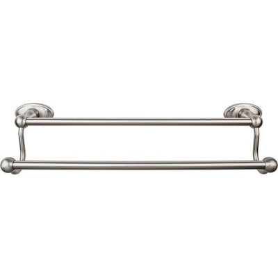 Top Knobs Edwardian Bath Towel Bar Double, Oval Backplate 18" in Brushed Satin Nickel
