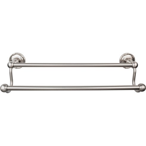 Top Knobs Edwardian Bath Towel Bar Double, Ribbon Backplate 18" in Brushed Satin Nickel