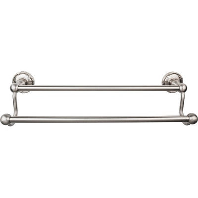 Top Knobs Edwardian Bath Towel Bar Double, Ribbon Backplate 18" in Brushed Satin Nickel