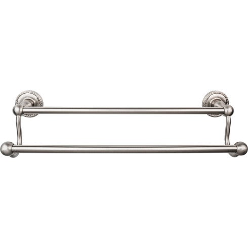 Top Knobs Edwardian Bath Towel Bar Double, Rope Backplate 18" in Brushed Satin Nickel