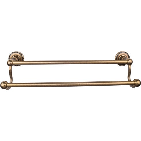Top Knobs Edwardian Bath Towel Bar Double, Beaded Backplate 18" in German Bronze