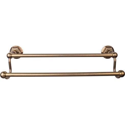Top Knobs Edwardian Bath Towel Bar Double, Hex Backplate 18" in German Bronze