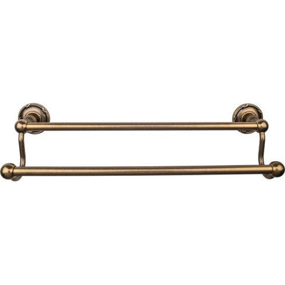 Top Knobs Edwardian Bath Towel Bar Double, Ribbon Backplate 18" in German Bronze