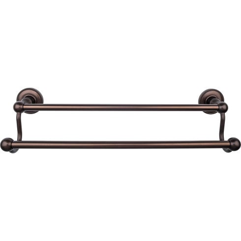 Top Knobs Edwardian Bath Towel Bar Double, Beaded Backplate 18" in Oil Rubbed Bronze