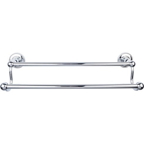Top Knobs Edwardian Bath Towel Bar Double, Beaded Backplate 18" in Polished Chrome
