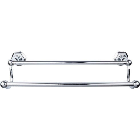 Top Knobs Edwardian Bath Towel Bar Double, Hex Backplate 18" in Polished Chrome