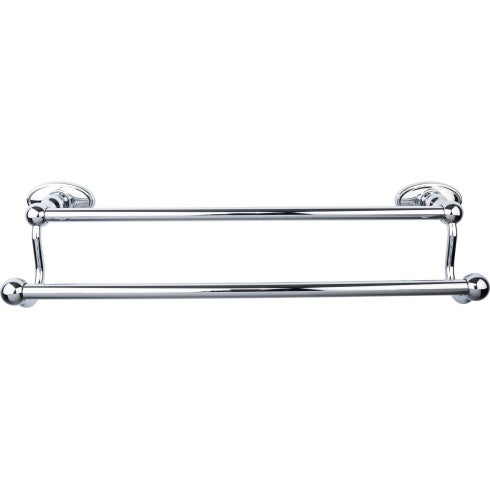 Top Knobs Edwardian Bath Towel Bar Double, Oval Backplate 18" in Polished Chrome