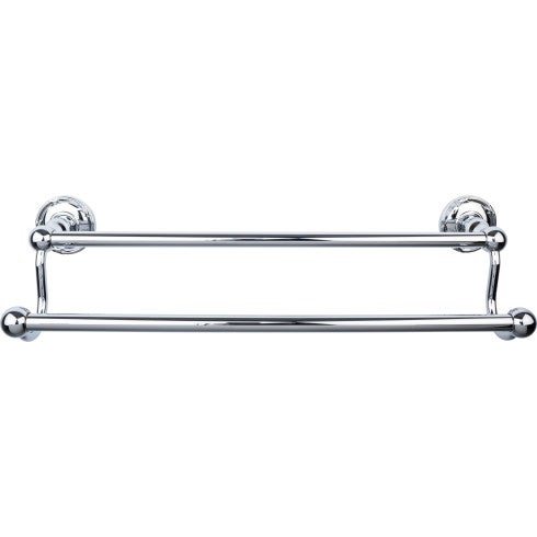 Top Knobs Edwardian Bath Towel Bar Double, Ribbon Backplate 18" in Polished Chrome