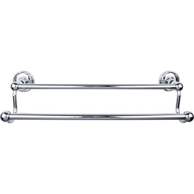 Top Knobs Edwardian Bath Towel Bar Double, Ribbon Backplate 18" in Polished Chrome