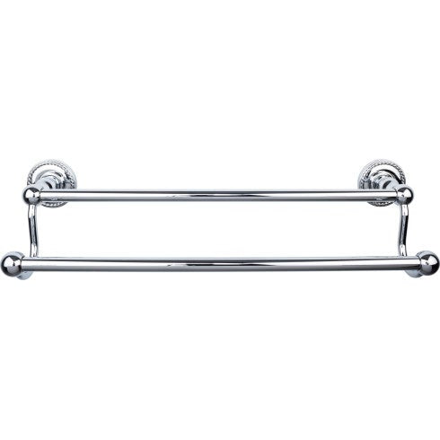 Top Knobs Edwardian Bath Towel Bar Double, Rope Backplate 18" in Polished Chrome