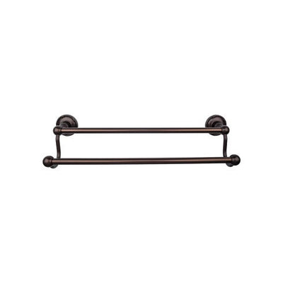Top Knobs Edwardian Bath Towel Bar Double, Ribbon Backplate 24" in Oil Rubbed Bronze