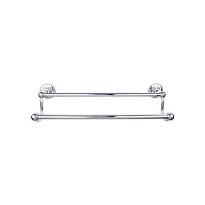 Top Knobs Edwardian Bath Towel Bar Double, Beaded Backplate 24" in Polished Chrome