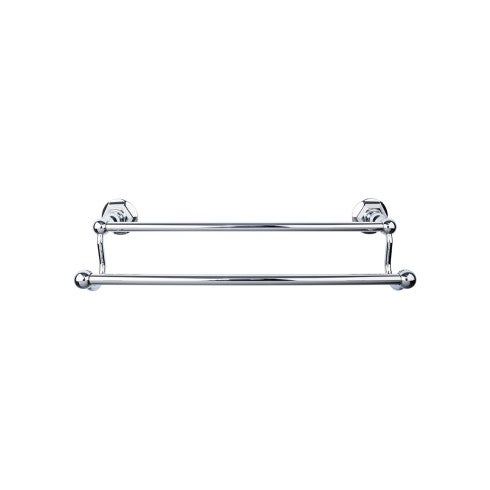 Top Knobs Edwardian Bath Towel Bar Double, Hex Backplate 24" in Polished Chrome