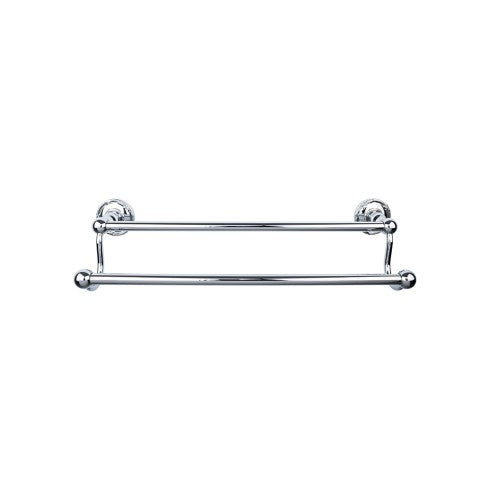 Top Knobs Edwardian Bath Towel Bar Double, Ribbon Backplate 24" in Polished Chrome