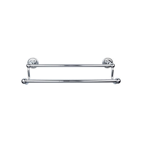 Top Knobs Edwardian Bath Towel Bar Double, Rope Backplate 24" in Polished Chrome