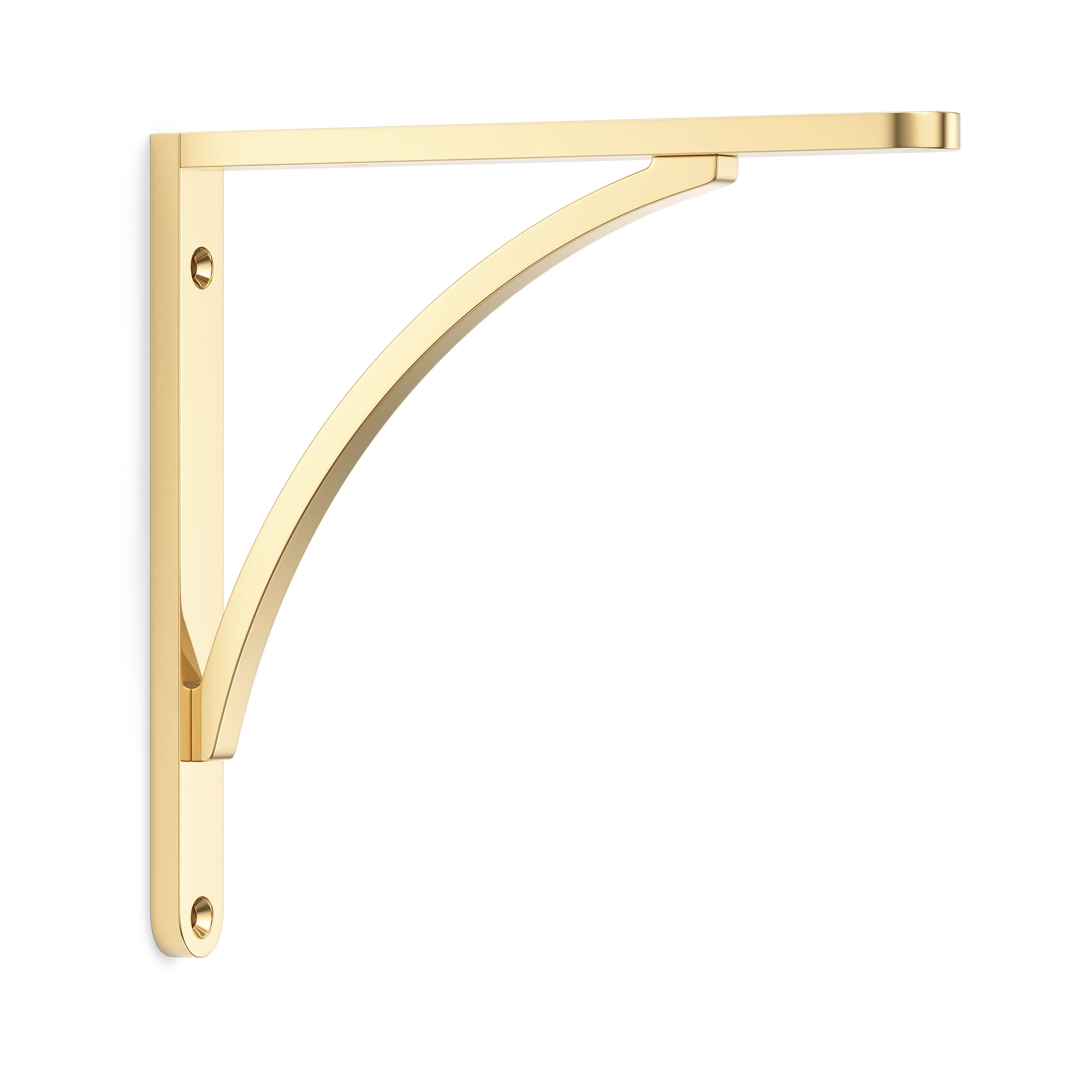 Armac Martin Handsworth Flush Mounted Shelf Bracket in 150mm / Polished Brass Unlacquered