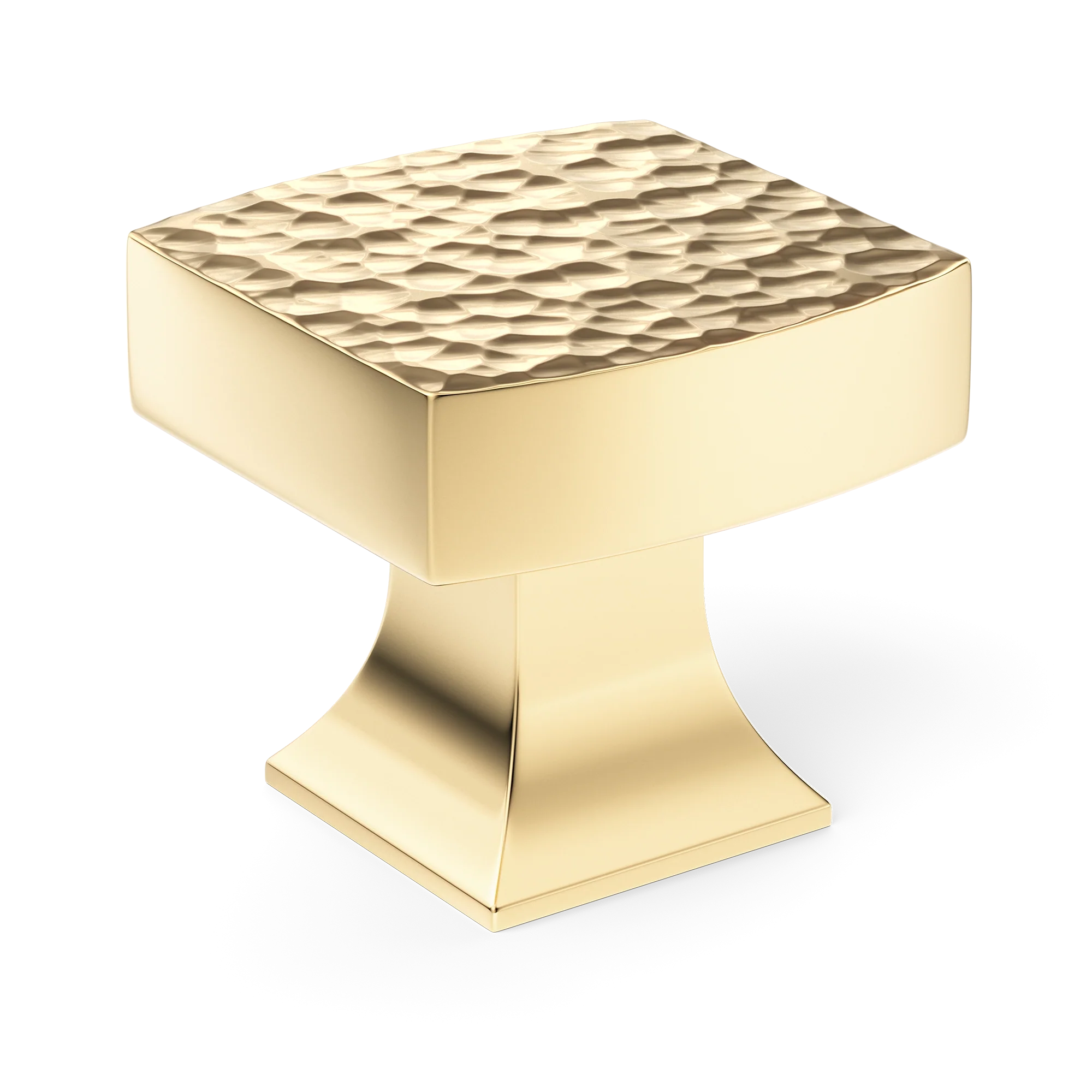 Armac Martin Harold Hammered Cabinet Knob in 32mm / Polished Brass Unlacquered