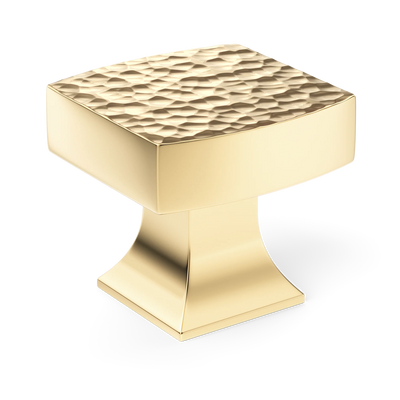 Armac Martin Harold Hammered Cabinet Knob in 32mm / Polished Brass Unlacquered