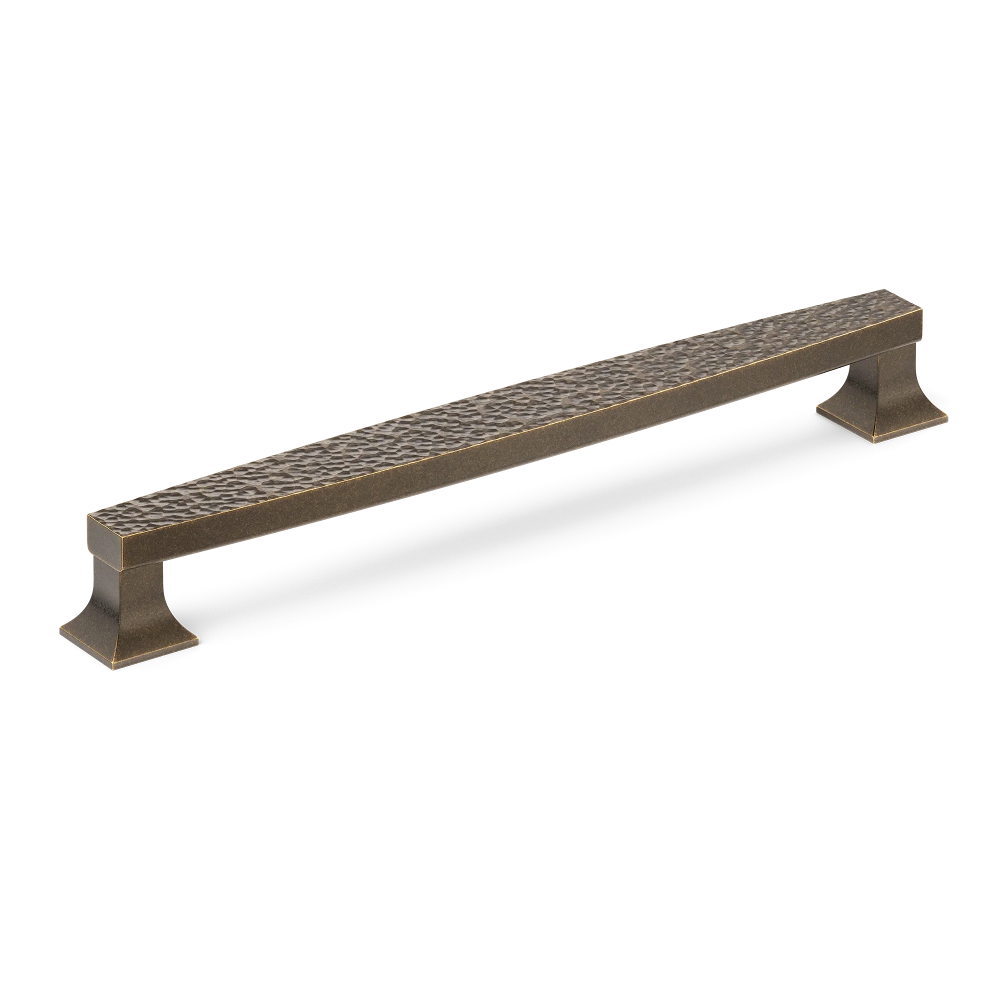 Armac Martin Harold Hammered Cabinet Handle in 96mm / Dark Aged Brass