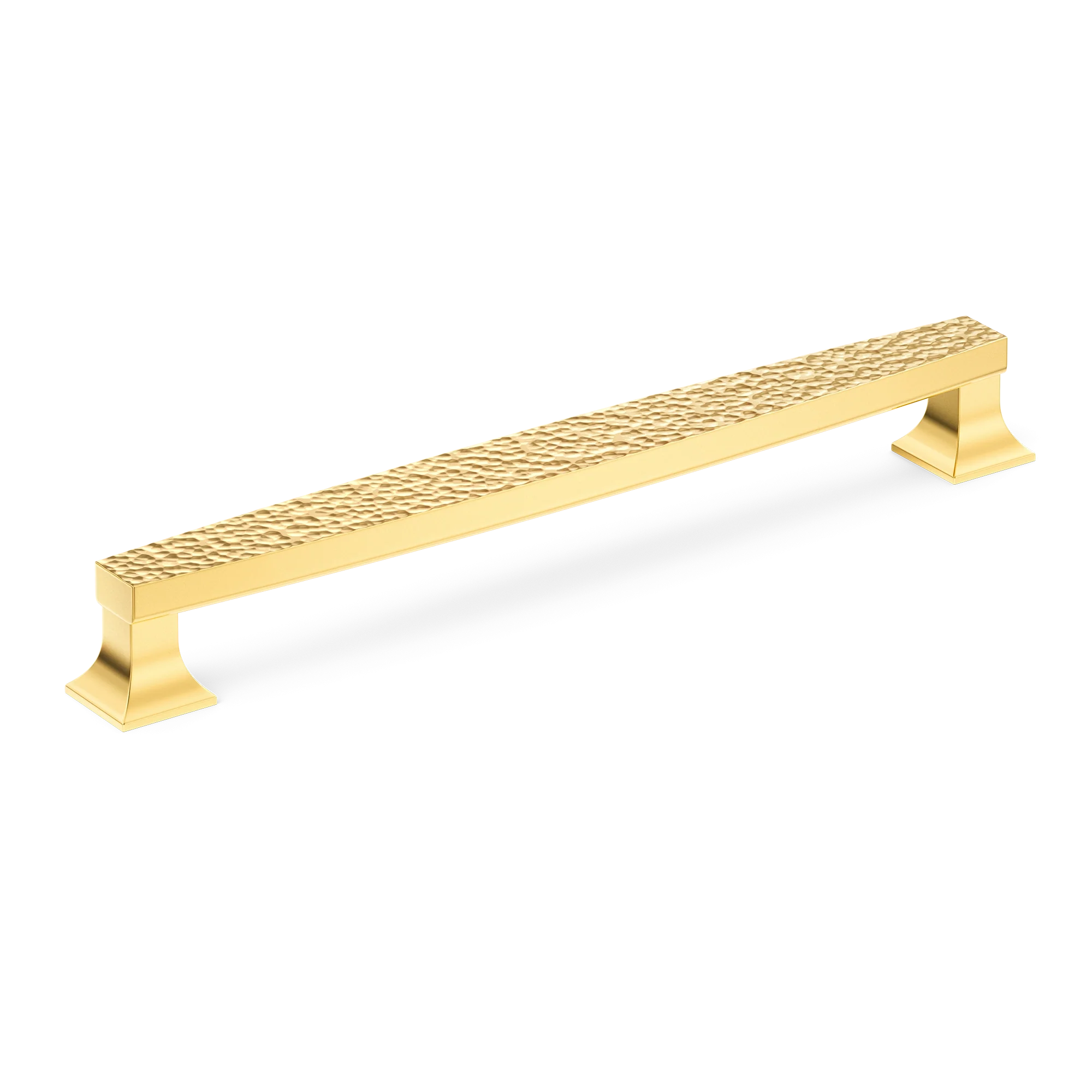 Armac Martin Harold Hammered Cabinet Handle in 96mm / Polished Brass Lacquered