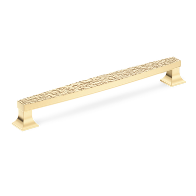 Armac Martin Harold Hammered Cabinet Handle in 96mm / Polished Brass Unlacquered