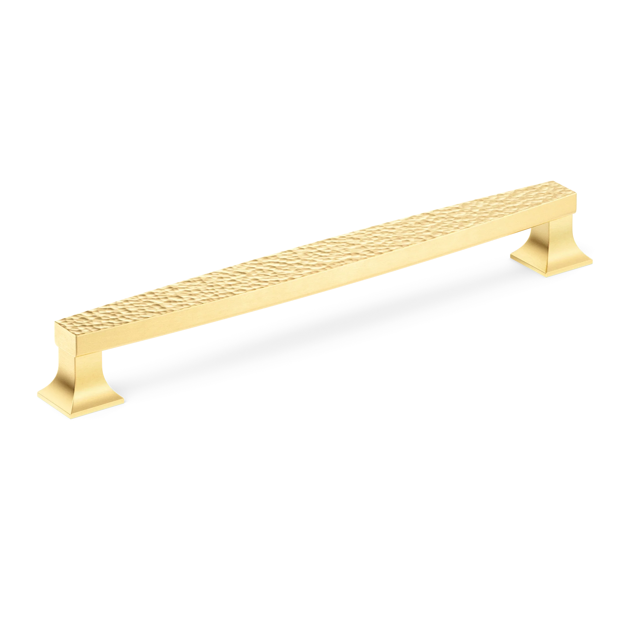 Armac Martin Harold Hammered Cabinet Handle in 96mm / Satin Brass Satin Lacquered