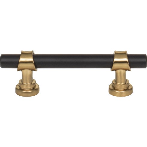 Top Knobs Bit Pull 3" c-c in Flat Black and Honey Bronze