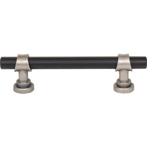Top Knobs Bit Pull 3 3/4" c-c in Flat Black and Pewter Antique