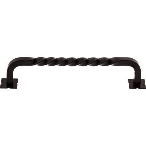 Top Knobs Square Twist D Pull 6" c-c in Patina Black