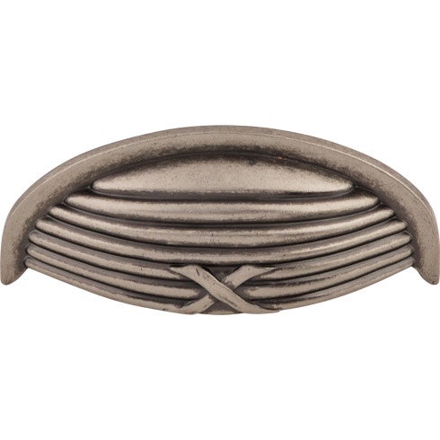 Top Knobs Ribbon & Reed Cup Pull 3" c-c in Pewter Antique