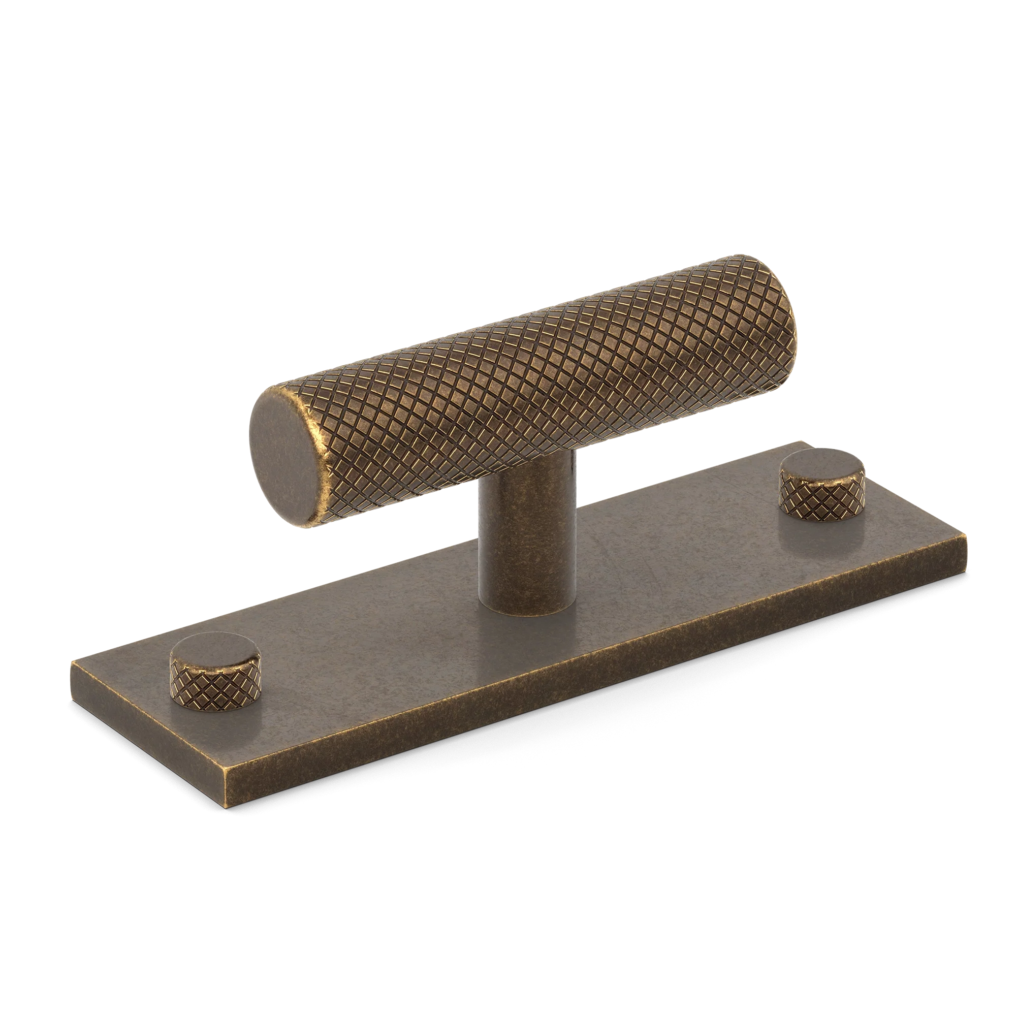 Armac Martin MIX Diamond Knurled T-bar Handle & Backplate in 65mm / Dark Aged Brass