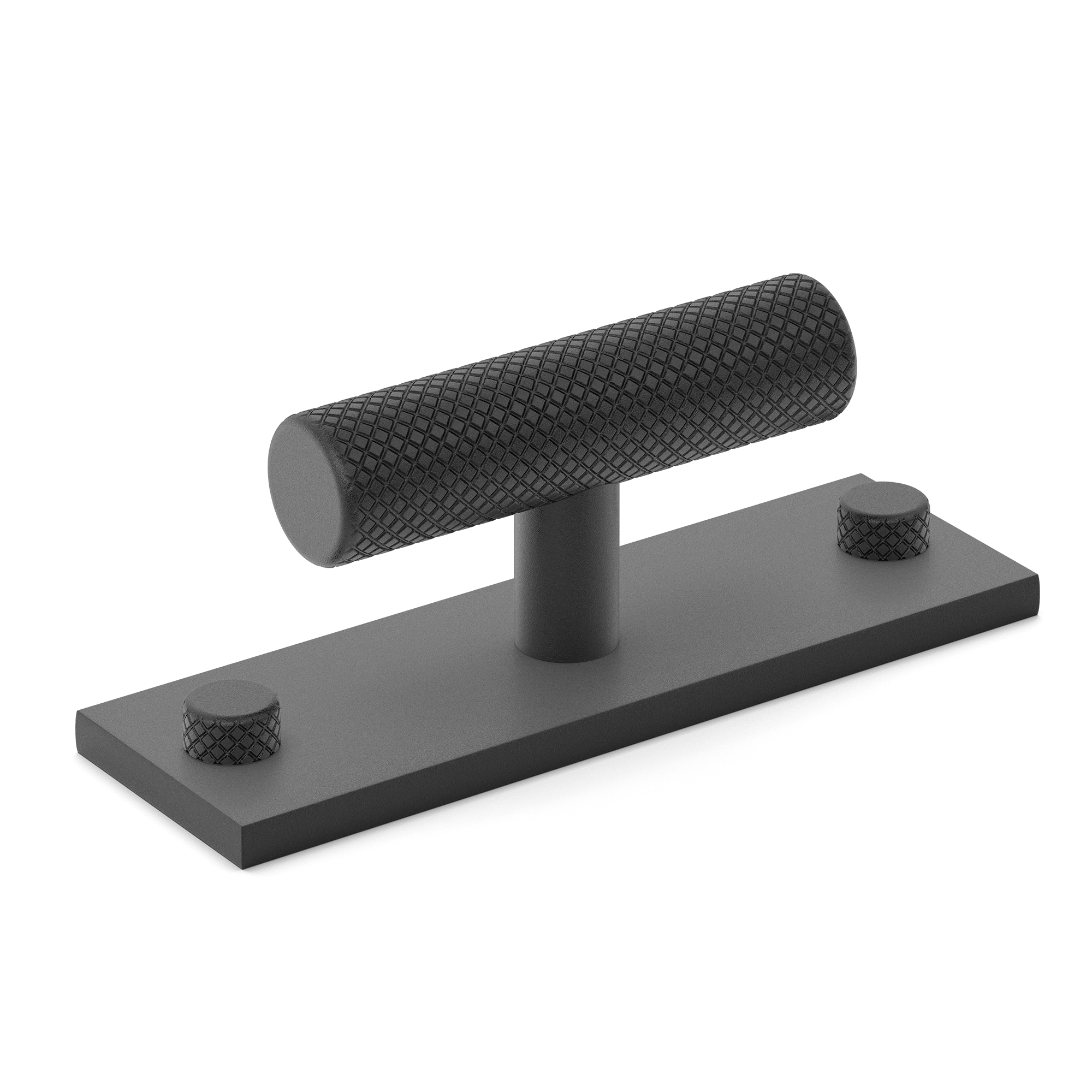 Armac Martin MIX Diamond Knurled T-bar Handle & Backplate in 65mm / Matt Black Lacquered