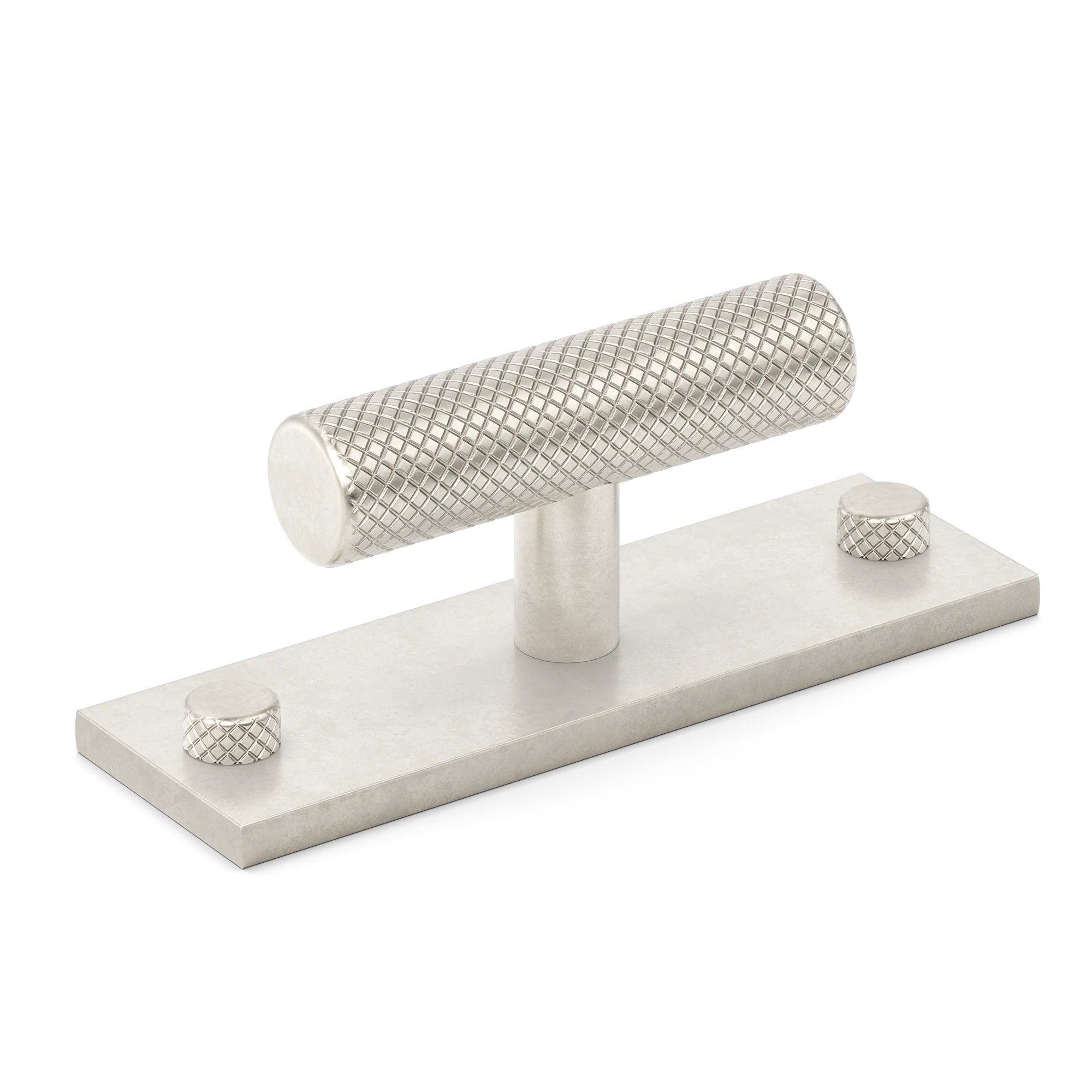 Armac Martin MIX Diamond Knurled T-bar Handle & Backplate in 65mm / Barrelled Nickel Plate