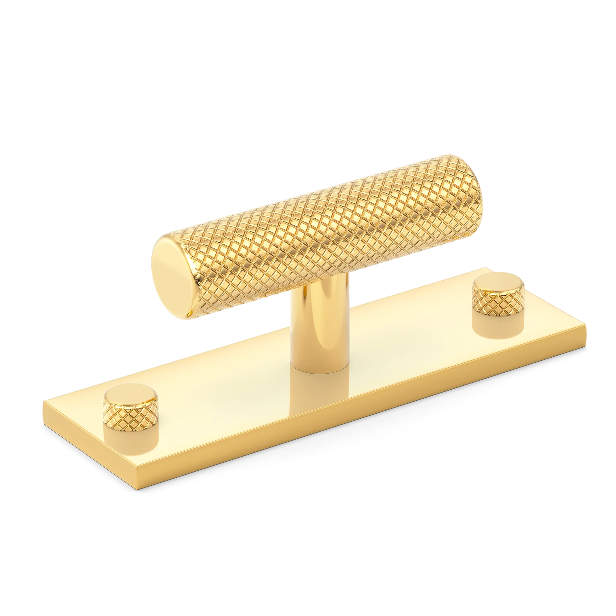 Armac Martin MIX Diamond Knurled T-bar Handle & Backplate in 65mm / Polished Brass Lacquered