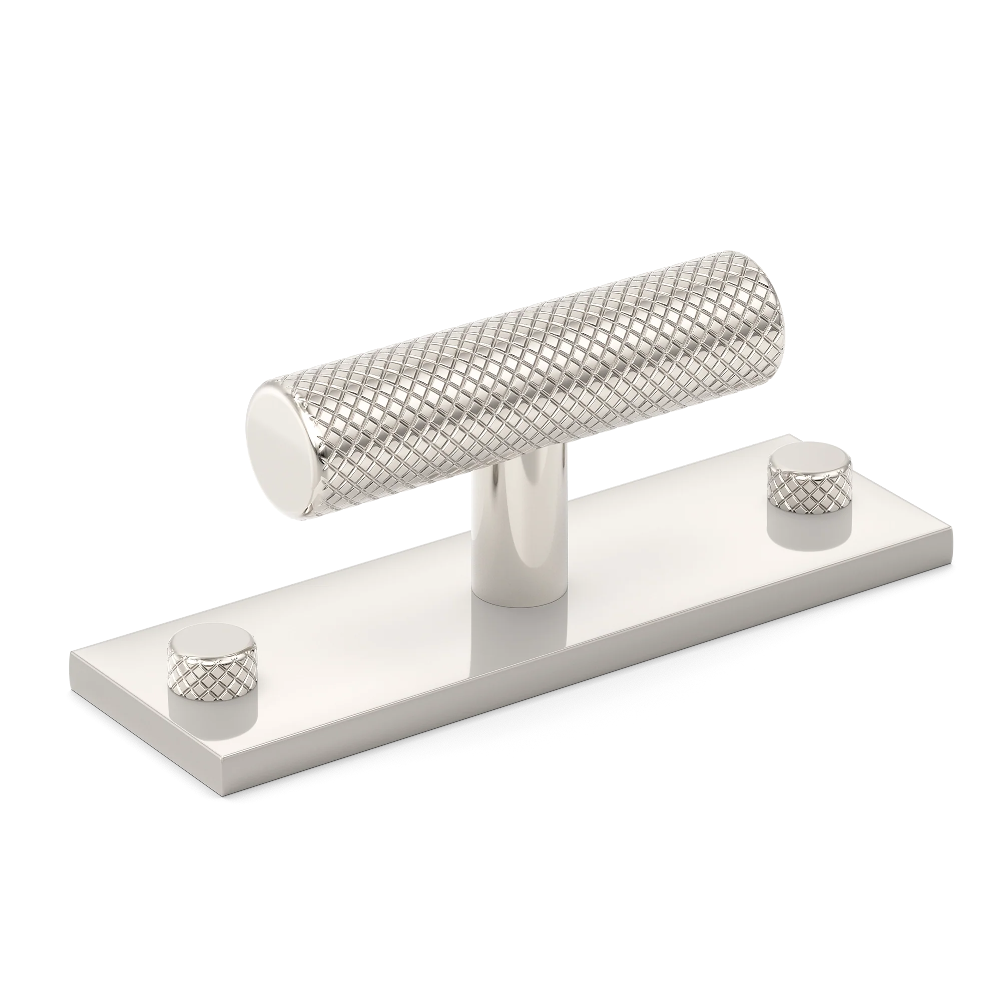Armac Martin MIX Diamond Knurled T-bar Handle & Backplate in 65mm / Polished Nickel Plate