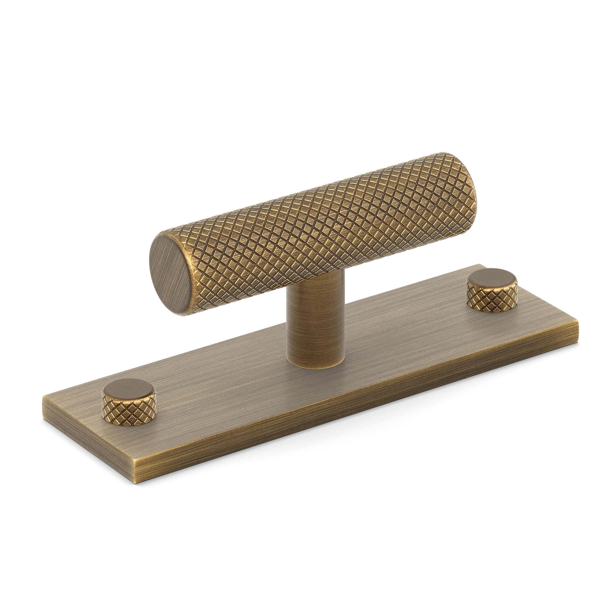 Armac Martin MIX Diamond Knurled T-bar Handle & Backplate in 65mm / Satin Antique Satin Lacquered