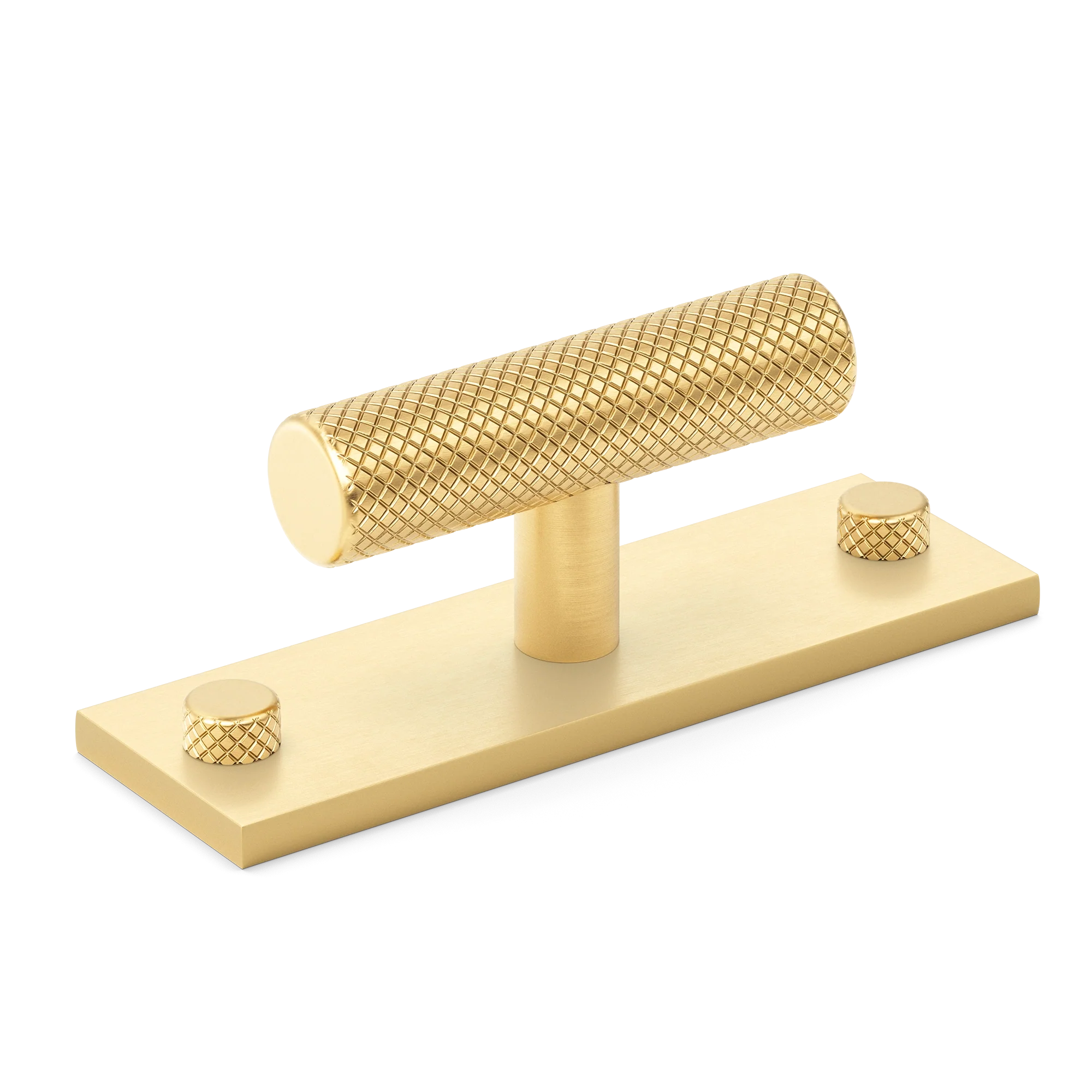 Armac Martin MIX Diamond Knurled T-bar Handle & Backplate in 65mm / Satin Brass Satin Lacquered