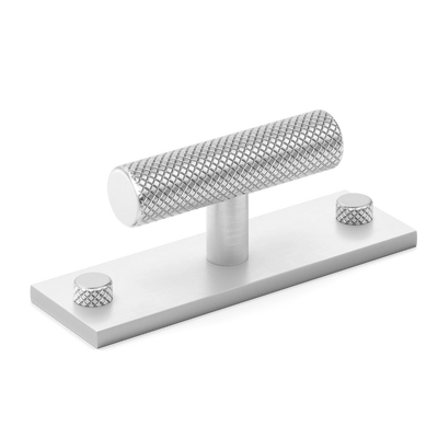 Armac Martin MIX Diamond Knurled T-bar Handle & Backplate in 65mm / Satin Chrome Plate