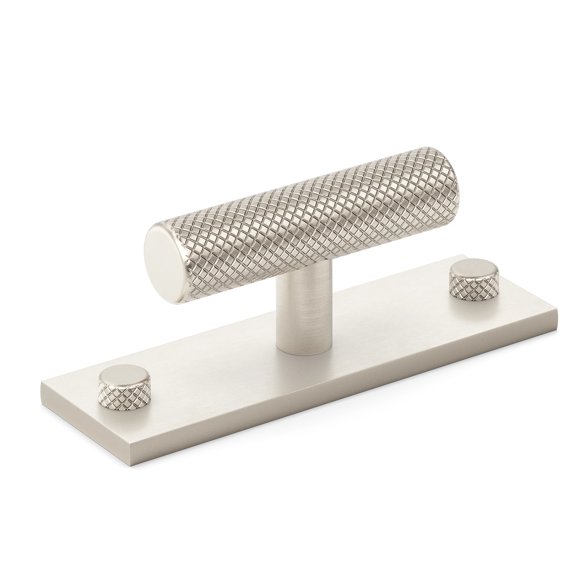 Armac Martin MIX Diamond Knurled T-bar Handle & Backplate in 65mm / Satin Nickel Plate