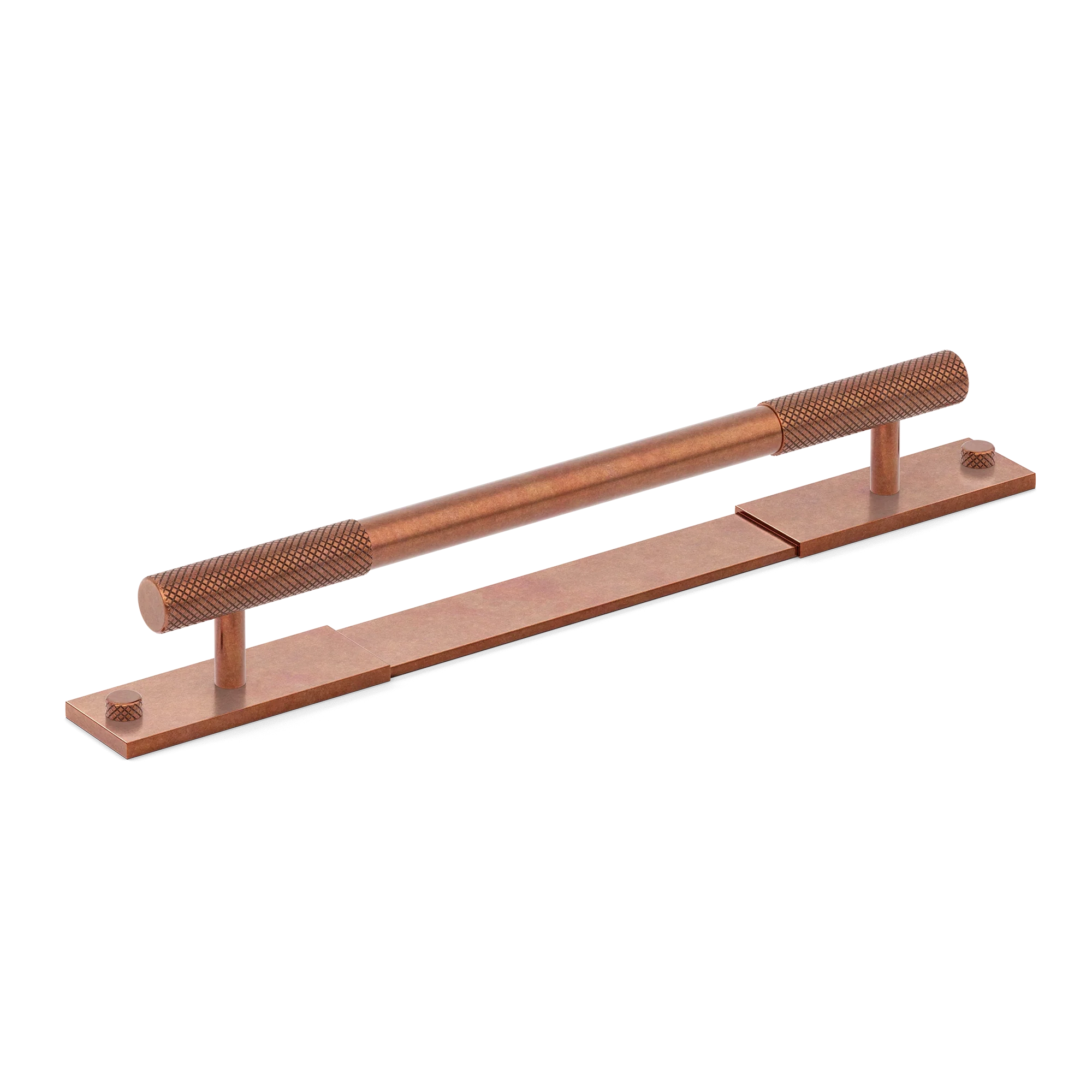 Armac Martin MIX Diamond Knurled Pull Handle & Backplate in 128mm / Aged Copper