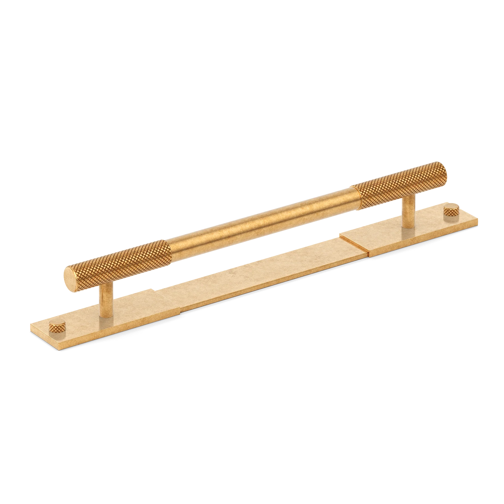 Armac Martin MIX Diamond Knurled Pull Handle & Backplate in 128mm / Burnished Brass