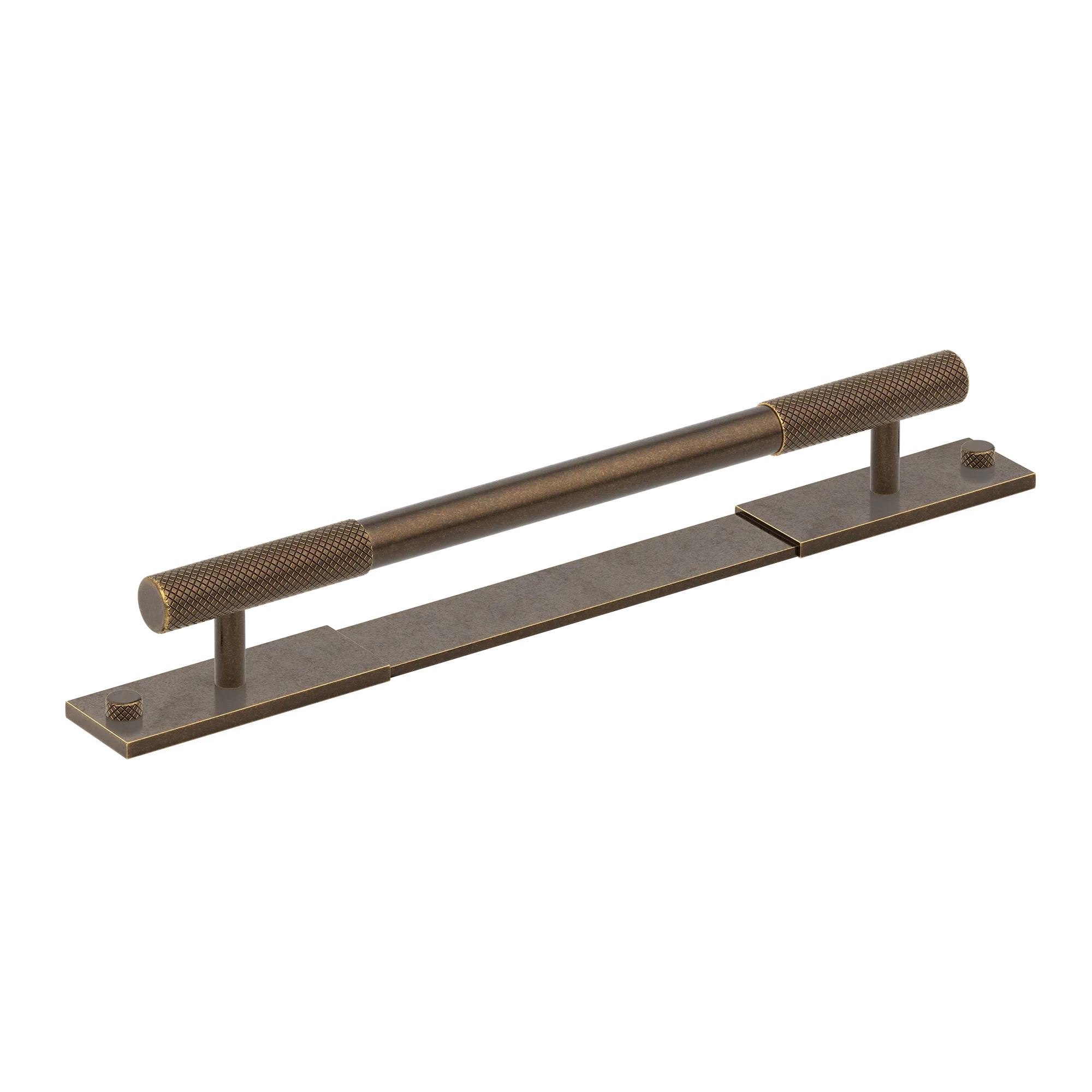 Armac Martin MIX Diamond Knurled Pull Handle & Backplate in 128mm / Dark Aged Brass