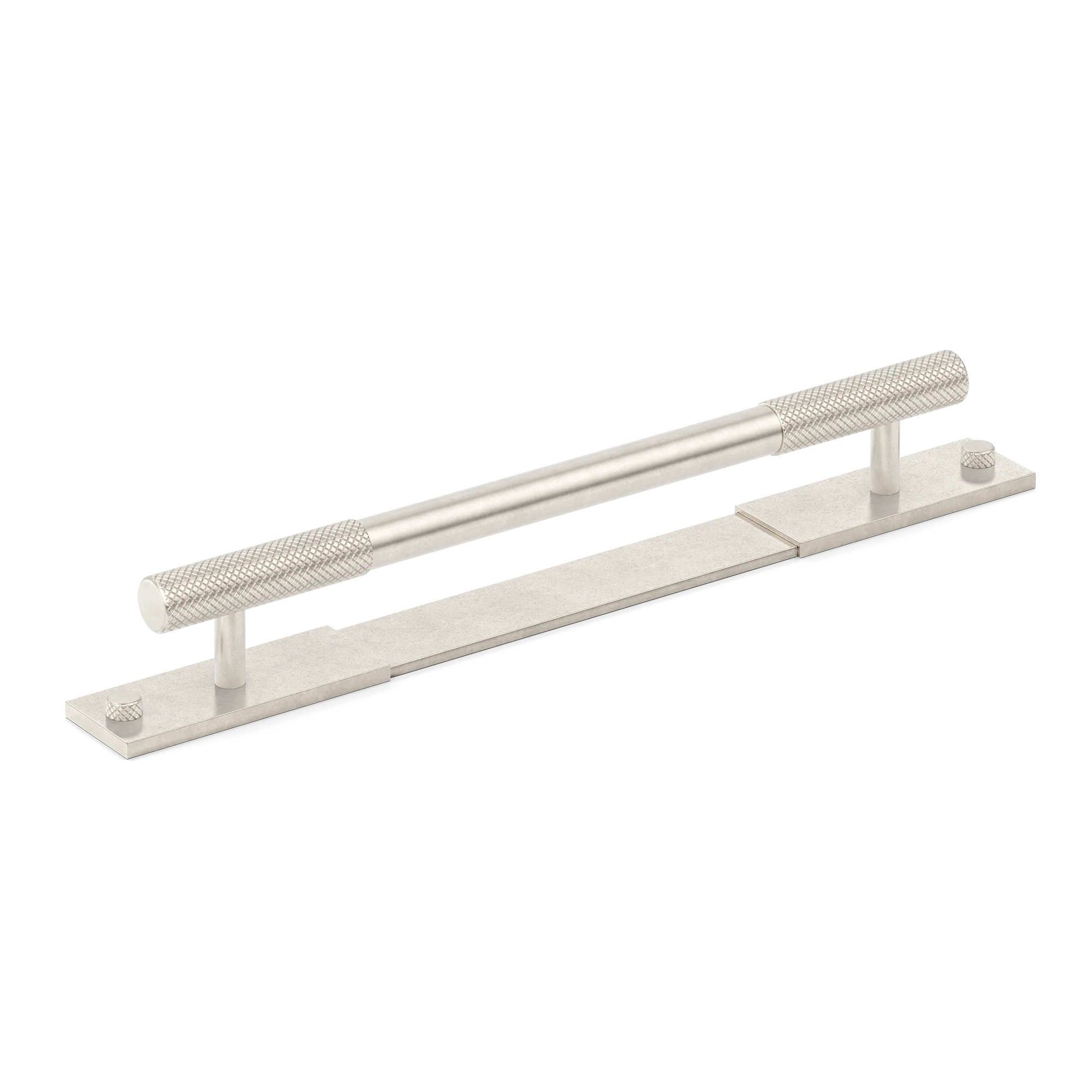 Armac Martin MIX Diamond Knurled Pull Handle & Backplate in 128mm / Barrelled Nickel Plate