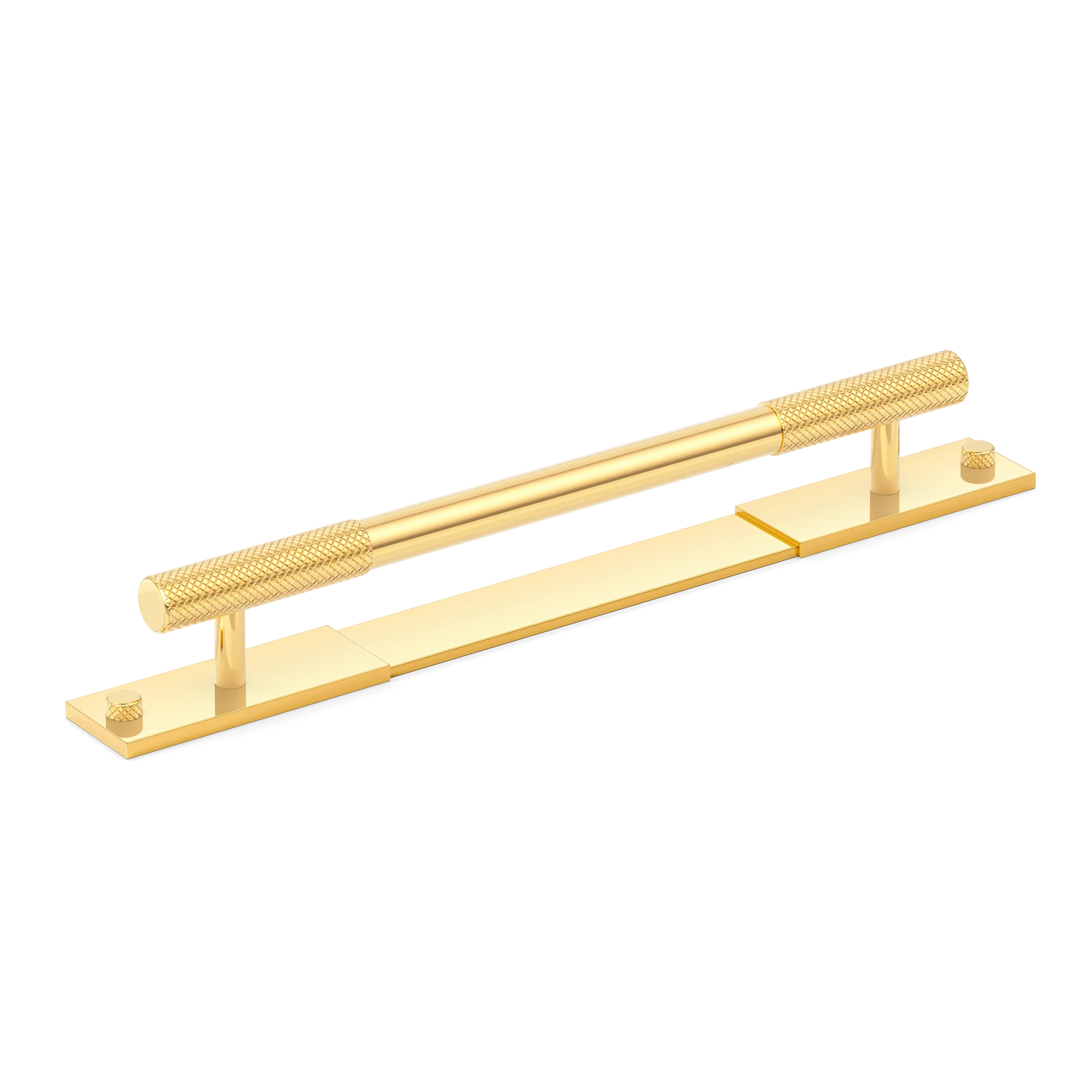 Armac Martin MIX Diamond Knurled Pull Handle & Backplate in 128mm / Polished Brass Lacquered