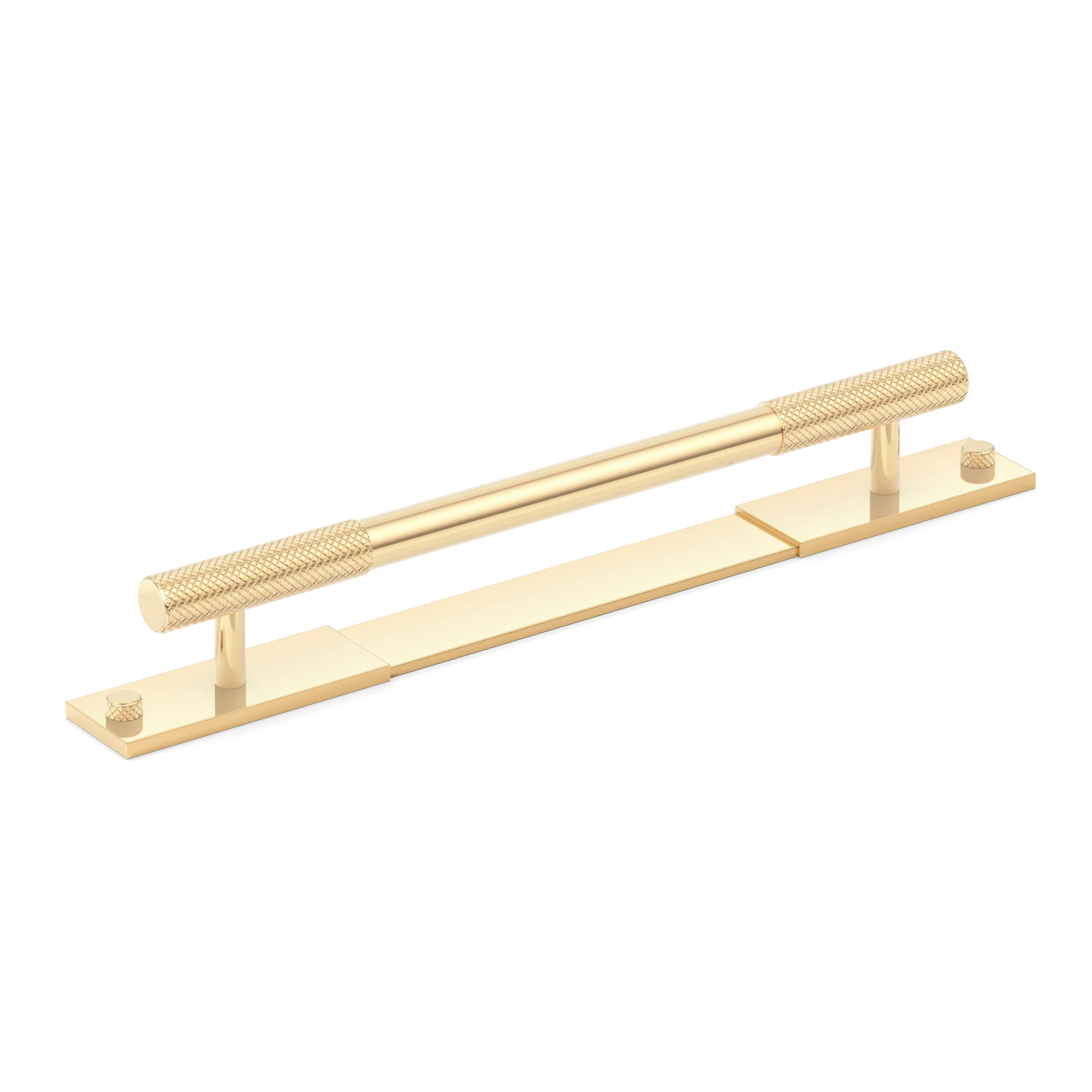 Armac Martin MIX Diamond Knurled Pull Handle & Backplate in 128mm / Polished Brass Unlacquered