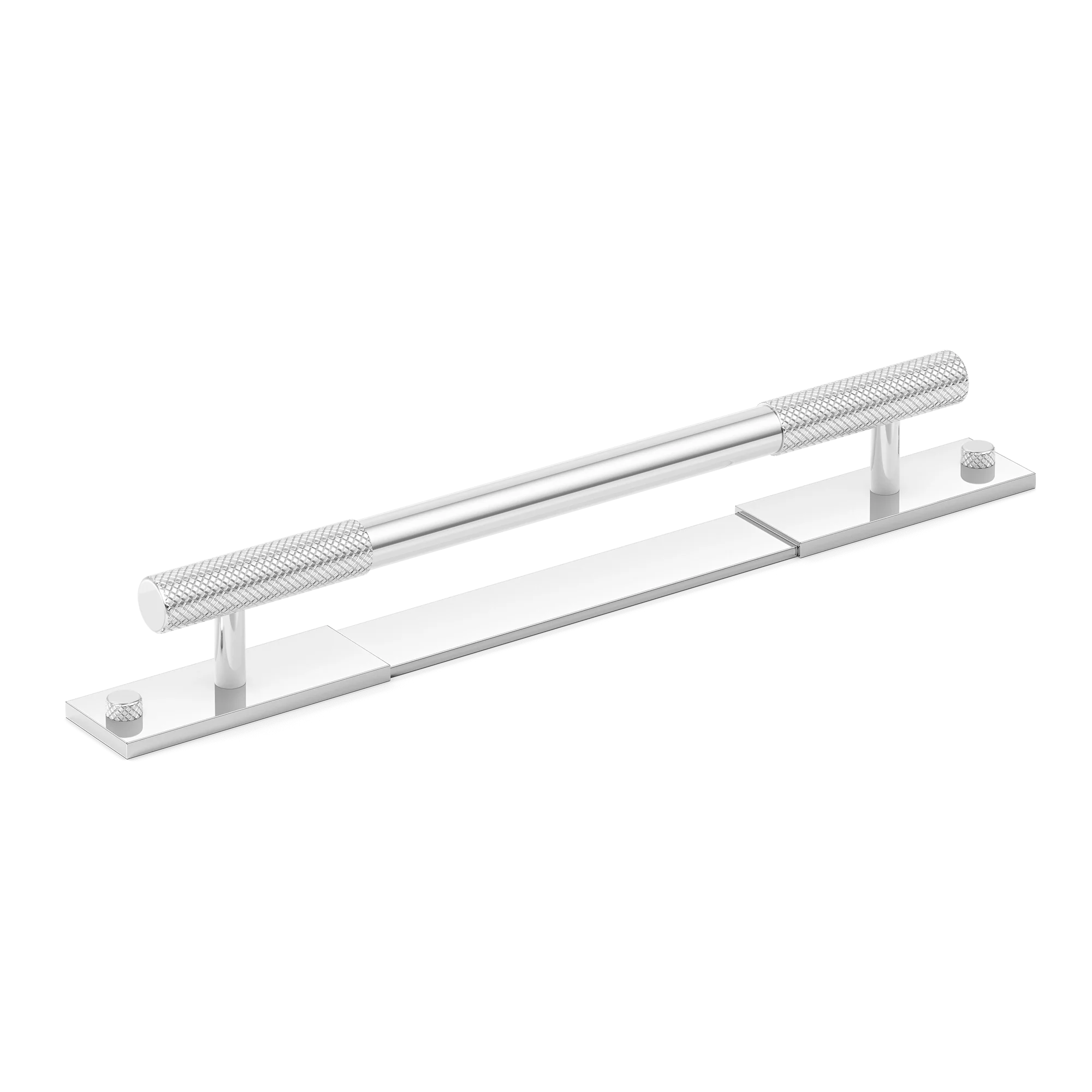 Armac Martin MIX Diamond Knurled Pull Handle & Backplate in 128mm / Polished Chrome Plate