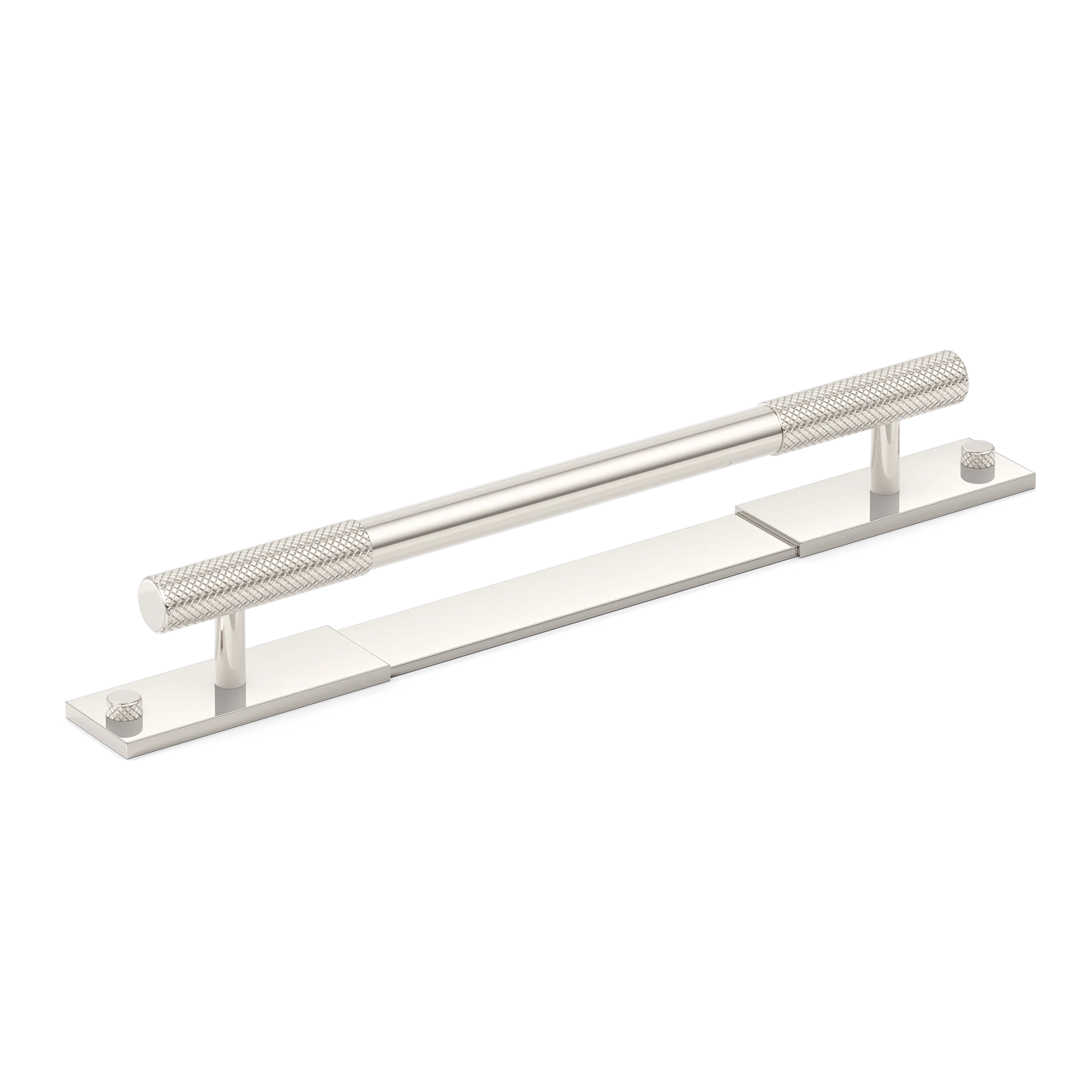 Armac Martin MIX Diamond Knurled Pull Handle & Backplate in 128mm / Polished Nickel Plate